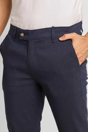 Calça Ralph Lauren Linho Straight Fit - Azul Marinho