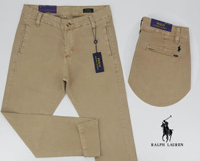 Calça Ralph Lauren de Sarja Chino Stretch Slim Fit - Bege