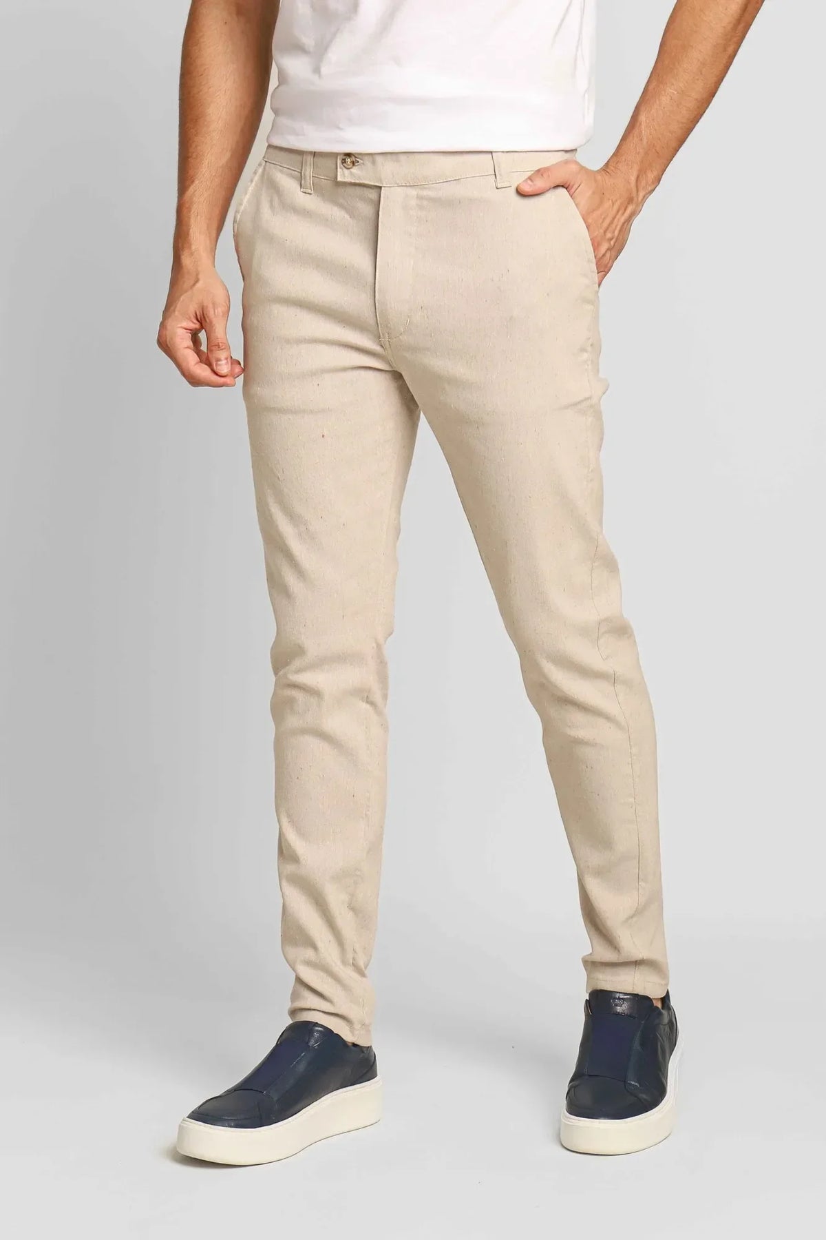 Calça Ralph Lauren Linho Straight Fit - Bege